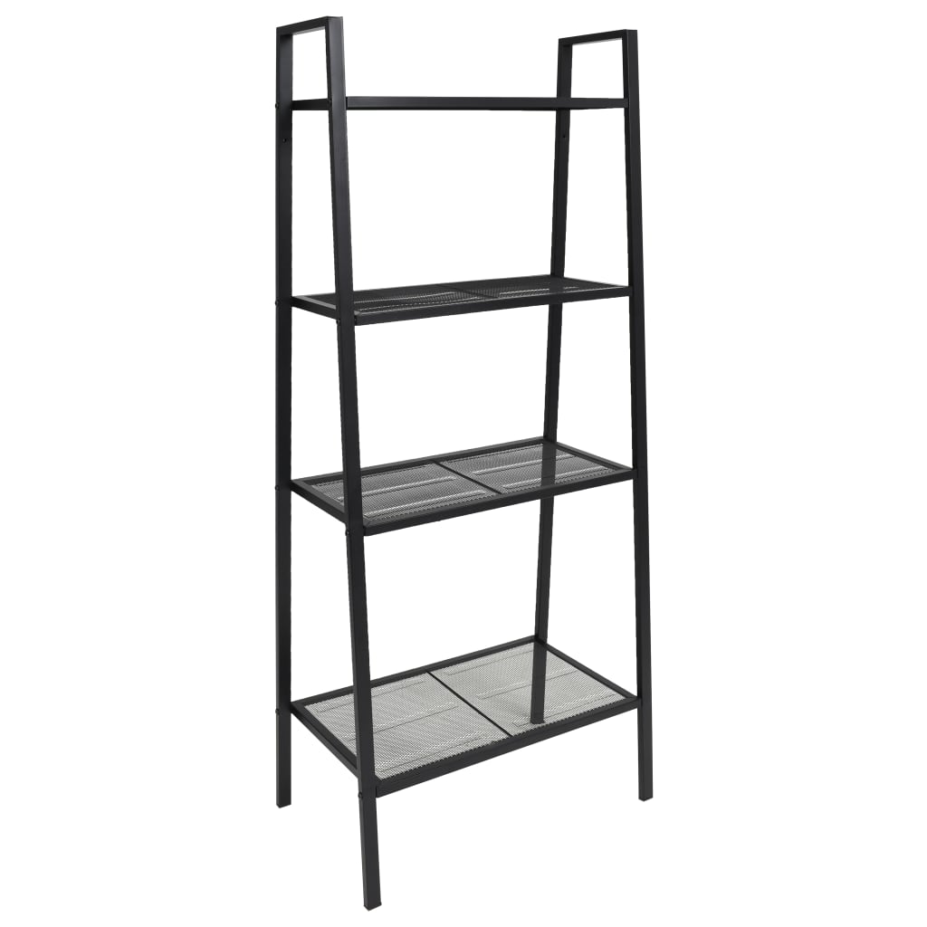 vidaXL Bookshelf Ladder Bookcase Plant Display Shelving Unit 4 Tiers Metal-1