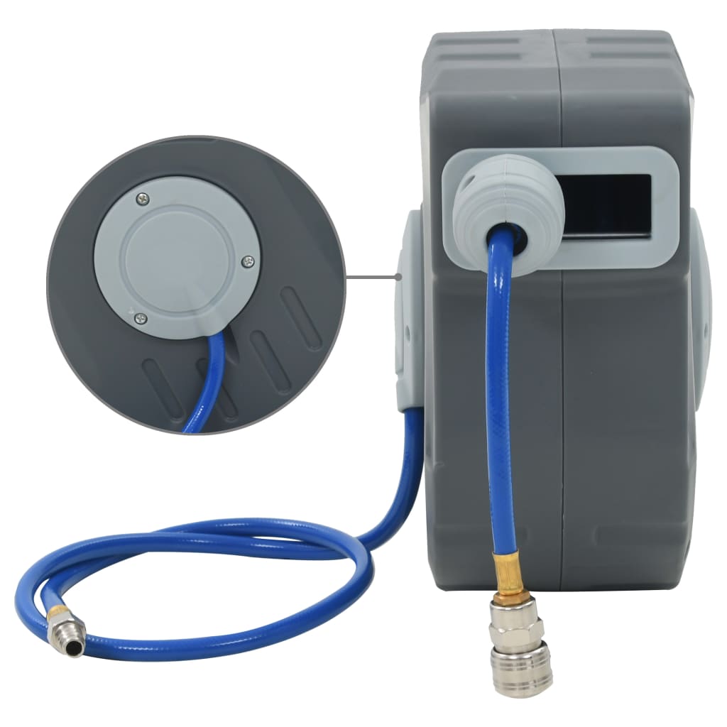 vidaXL Retractable Air Hose Reel Wall Mount Air Compressor Hose Reel 1/4"-0