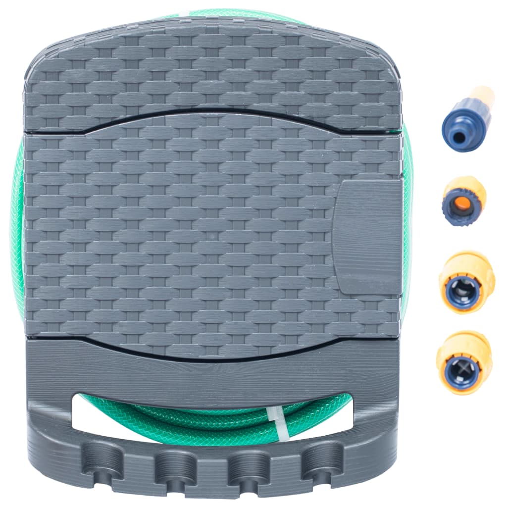 vidaXL Hose Reel Patio Wall Mounted Hose Holder Hose Hanger with Hose Plastic-0