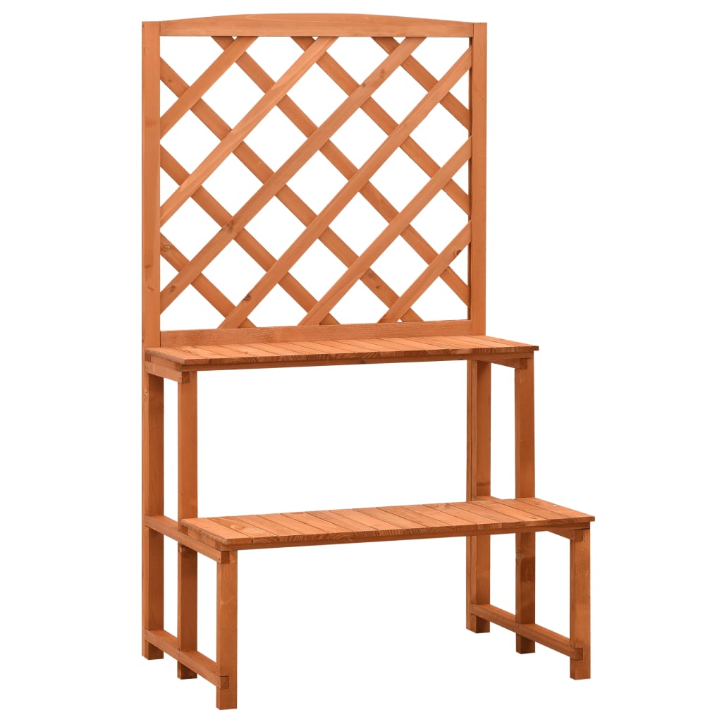 vidaXL Plant Rack Plant Stand with Trellis Flower Pot Stand Orange Solid Wood-0