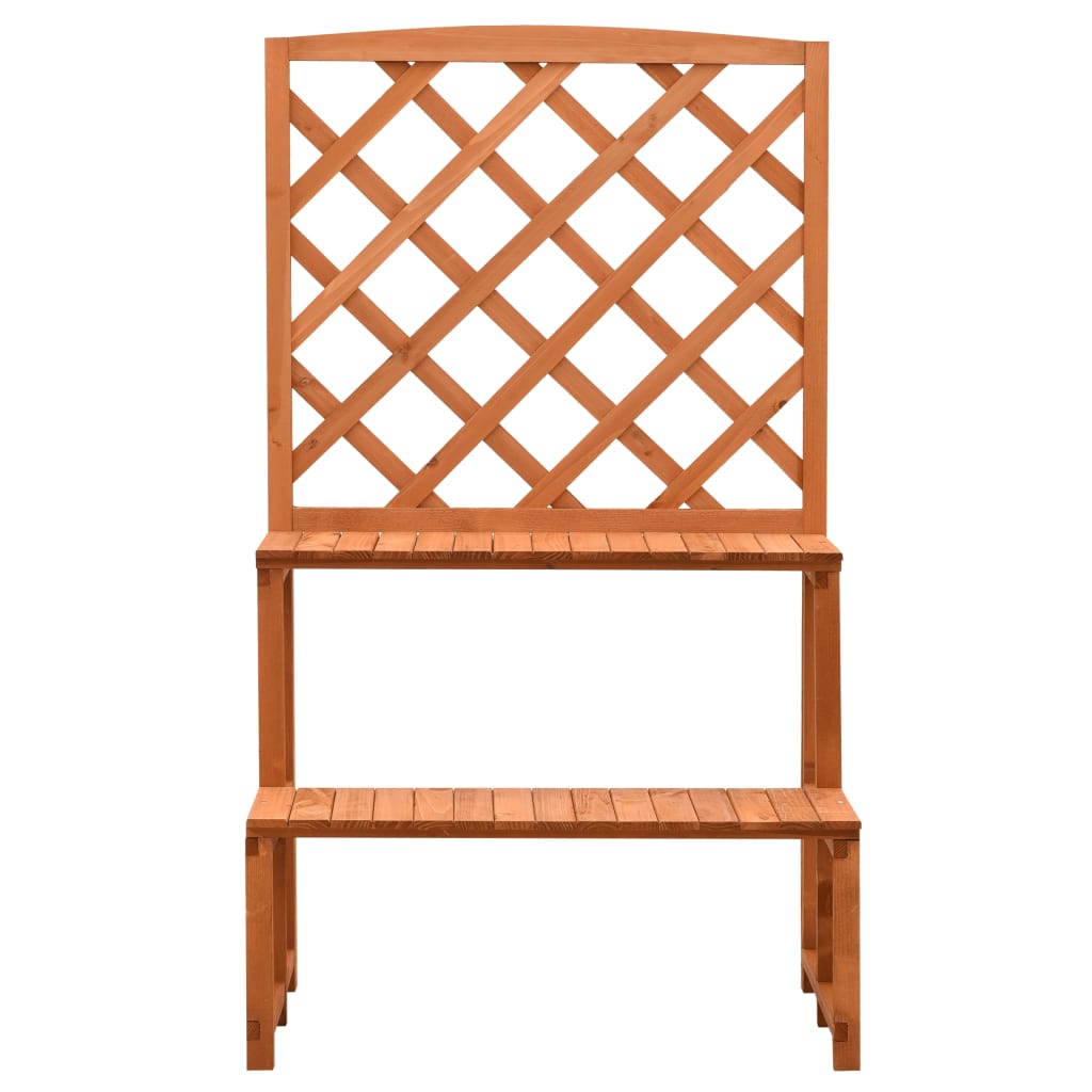 vidaXL Plant Rack Plant Stand with Trellis Flower Pot Stand Orange Solid Wood-2
