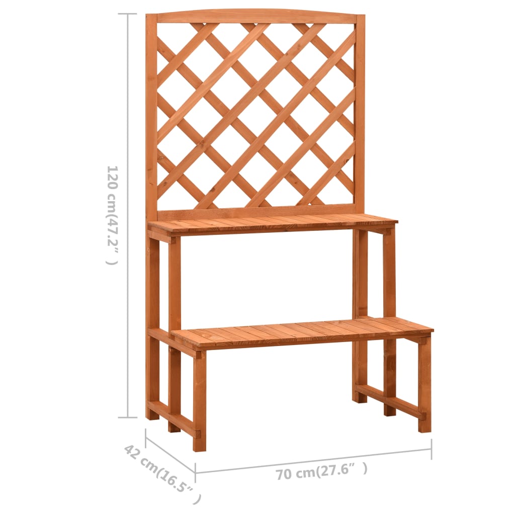 vidaXL Plant Rack Plant Stand with Trellis Flower Pot Stand Orange Solid Wood-3
