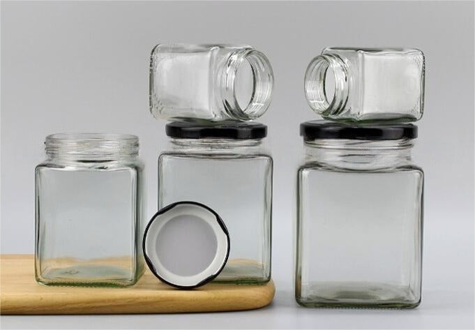 20 X Honey Glass Jar Square 380 ML-1