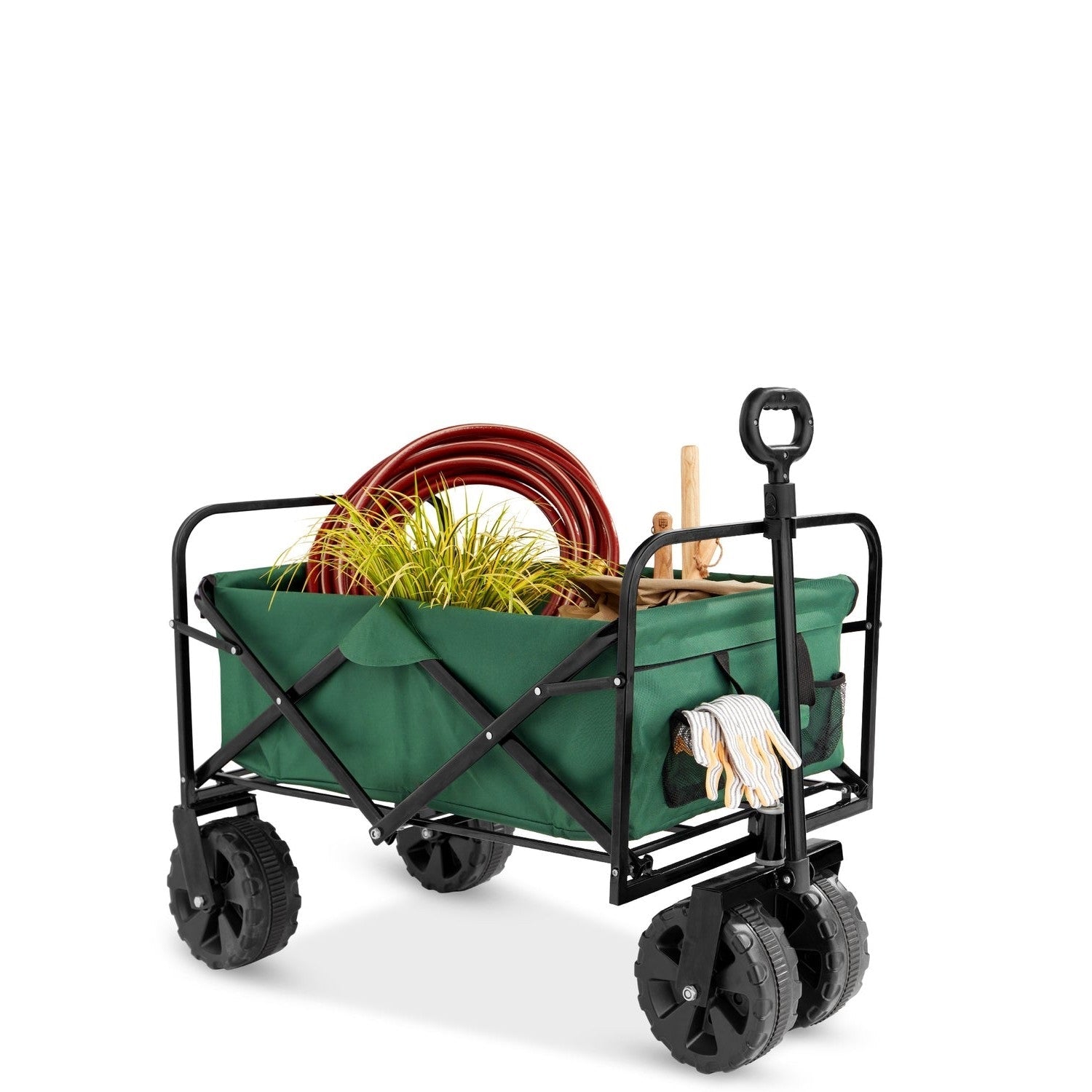 Green Heavy Duty Collapsible Multipurpose Indoor/Outdoor Utility Garden Cart-1