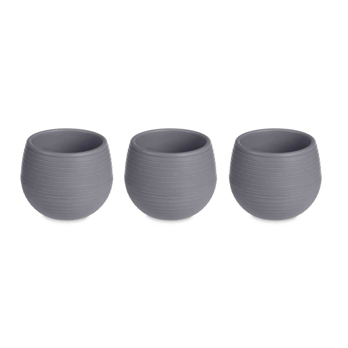 Set of pots 6,2 x 6,2 x 6,6 cm Anthracite Plastic (8 Units)-1
