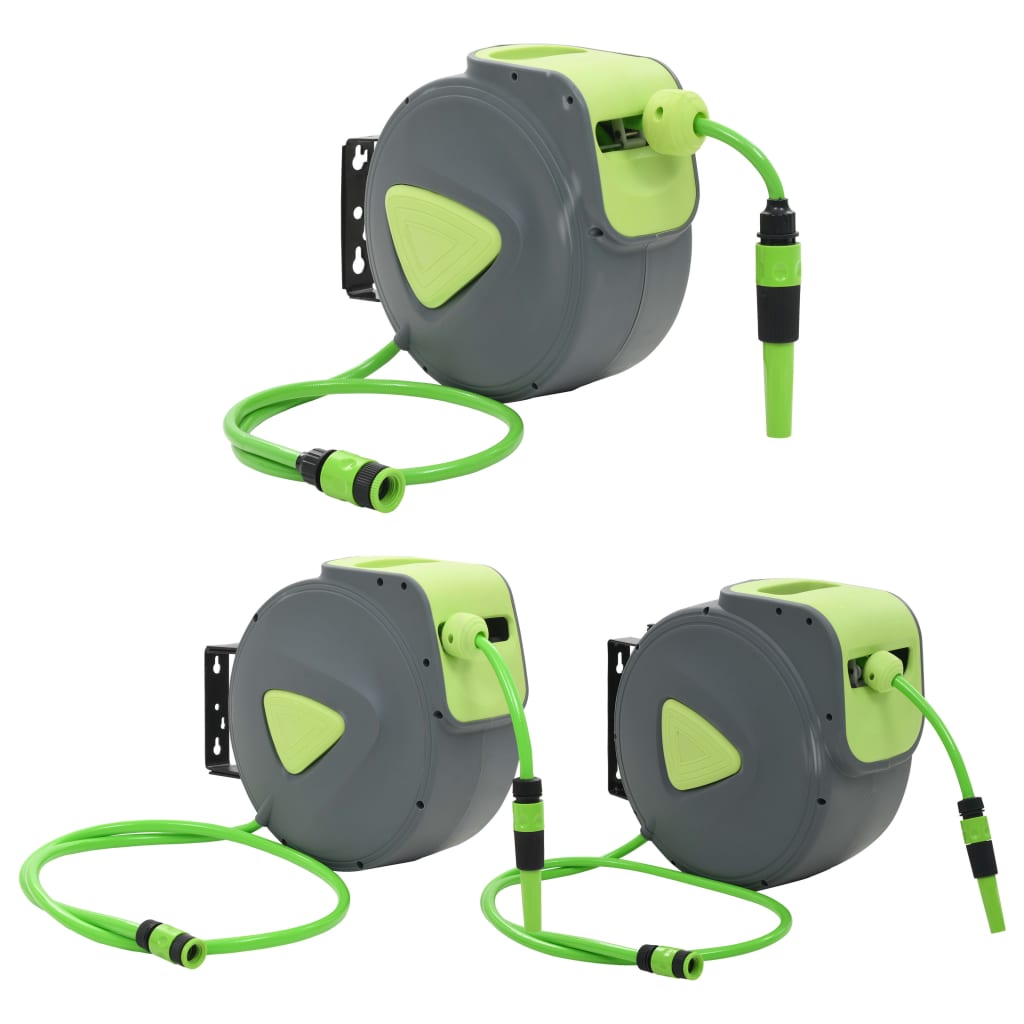 vidaXL Retractable Garden Hose Reel Wall Mounted Hose Reel Automatic Rewind-5