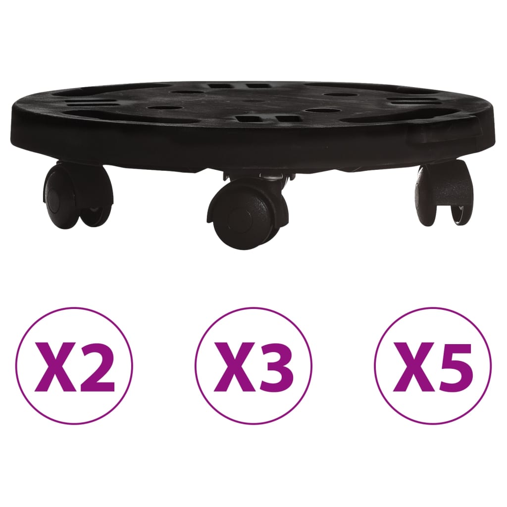vidaXL Plant Caddy Outdoor Plant Stand with Wheels Diameter Black 374.8 lb-3
